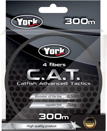 Плетена волосінь York CAT Catfish Wels Catfish 300 м 0,40-0,50 мм 4-стороння котушка