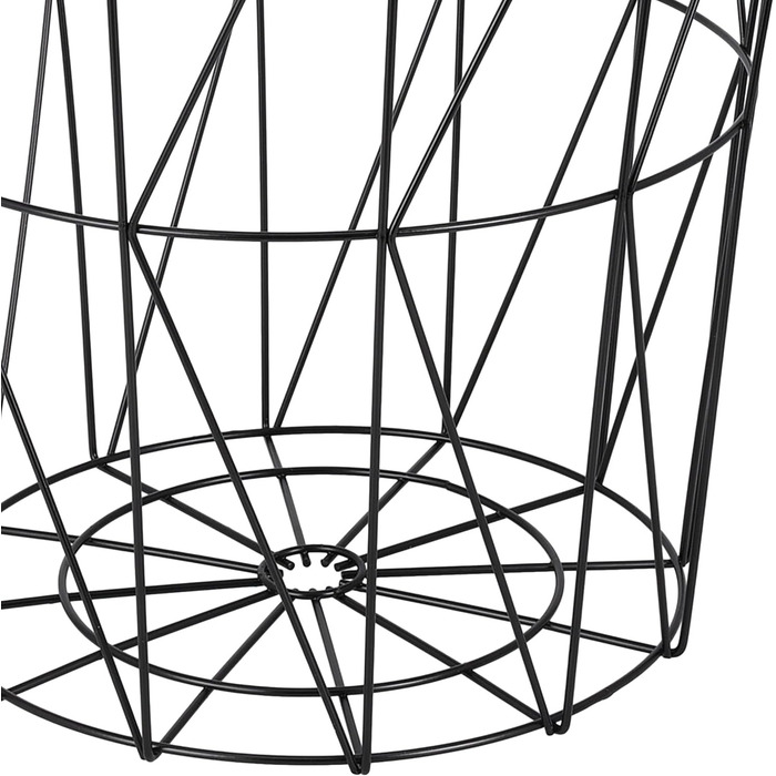 Журнальний столик Spetebo з металевим дротяним кошиком 39 см - Чорний - Стіл-кошик з коричневою стільницею під дерево - Невеликий декоративний столик з кошиком для зберігання, журнальний столик, декоративний столик з відділенням для зберігання