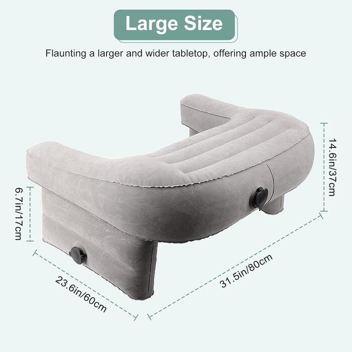 Надувна подушка для читання Wakects, подушка для колін з ПВХ, велика ігрова подушка для колін, м&39яка подушка для підлокітника ноутбука з флокованою поверхнею та 3 надувними отворами