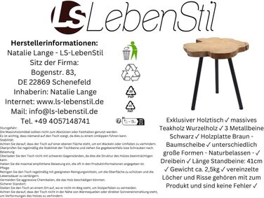 Журнальний столик з тикового дерева 44 см Табурет Коричневий Чорний Тумбочка з масиву дерева Декоративний столик Унікальна стільниця з тикового дерева різних форм Диванний столик Вітальня Спальня