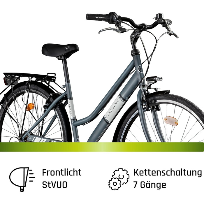 Жіночий велосипед Galano Arizona, 28 дюймів, міський велосипед, 7 передач, голландський велосипед, ретро V-Brakes