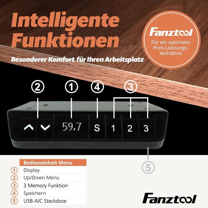 Каркас столу FANZWORK з 2 двигунами Bosch, вантажопідйомність до 100 кг, електричне регулювання висоти, функція пам&39яті, USB-C, кабельний лоток, чорний