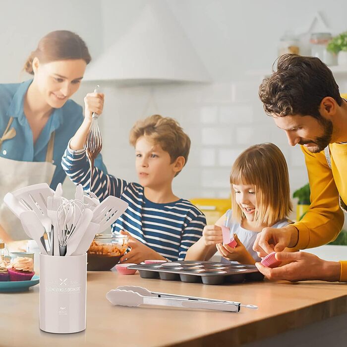 Набір силіконового кухонного посуду 15 шт., Термостійкий набір посуду з високоякісними ручками з нержавіючої сталі для приготуванн