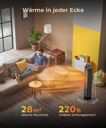 Енергозберігаючий електричний нагрівач, керамічний нагрівач PTC потужністю 2000 Вт, коливальний електричний нагрівач 75 з термостатом, тихий електричний нагрівач, 3 режими, 24-годинний таймер, захист від перегріву та перекидання