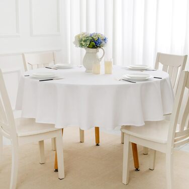 Скатертина римська кругла 160 см Біла миється і водовідштовхувальна різдвяна скатертина Скатертина підходить для вечірки, кафе, ре