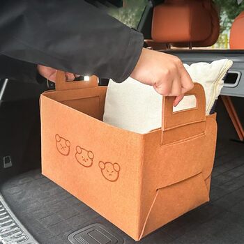 Складаний органайзер для багажника, великої місткості, міцний контейнер для автомобіля, седана або позашляховика, портативний, компактний багатоцільовий кошик для зберігання з ручками (середній розмір, червоно-коричневий, ) Червоно-коричневий Середній