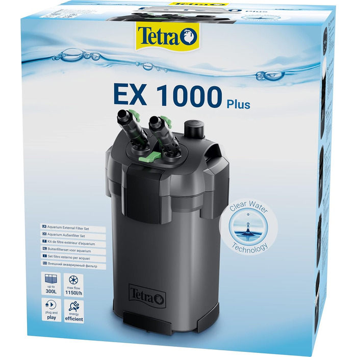 Зовнішній фільтр для акваріума Tetra EX 1000 Plus - потужний фільтр для акваріумів об&39ємом до 300 літрів, створює кришталево чисту, безпечну для риб воду, для використання в приміщенні