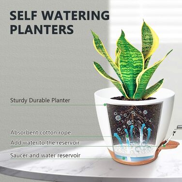 Пакетів пластиковий квітковий горщик з системою поливу, 17.8/16.5/15.2/13.9/12.7 см самополиваюча сівалка з блюдцем кругла сівалка