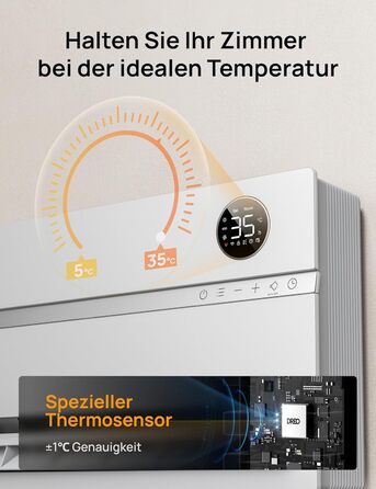 Розумний електричний обігрівач Dreo, настінний конвекторний обігрівач потужністю 2000 Вт з пультом дистанційного керування та застосунком, коливання 120, 5 режимів, 3 швидкості, 24-годинний таймер, енергозберігаючий керамічний обігрівач PTC з термостатом