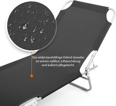 Складаний шезлонг BigDean, вантажопідйомність 150 кг, з 4-позиційним регулюванням спинки високоякісний садовий шезлонг для балкону, саду та пляжу чорний