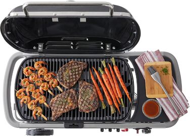 Газовий гриль Weber Traveler/Складана конструкція з колесами, автоматичним блокуванням кришки та термометром кришки, 1 конфорка, ширина 111 см, площа гриля 63 x 34 см, чорний (9010079)