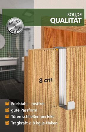 Дверні гачки 4smile - набір з 10 шт. , нержавіюча сталь - Дверні гачки для підвішування, універсальні, дверна вішалка для підвішув