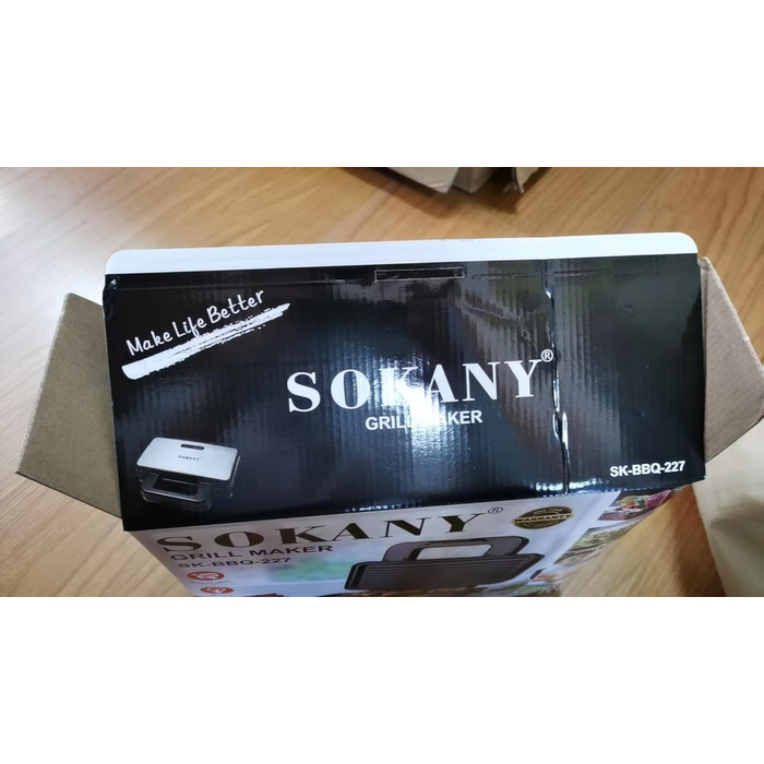 Контактний гриль SOKANY SK-227 1000 Вт, антипригарне покриття, прохолодна сенсорна ручка, автоматичний контроль температури, світлові індикатори, тостер для сендвічів, панінімейкер, електричний гриль