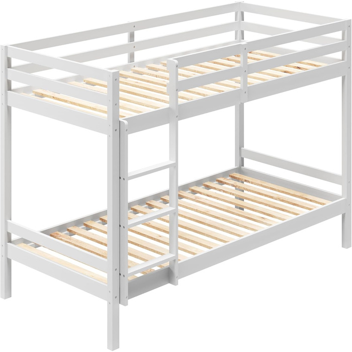 Дитяче ліжко-горище Kids Collective, двоярусне ліжко, ліжко-горище 90x200 Дерев&39яне дитяче ліжко, сертифіковане EN 747, компактне та безпечне двоярусне ліжко 206x96x146 см (ШxГxВ) Білий Для дітей віком від 4 до 18 років, 90x200 см, матрац не входить до 