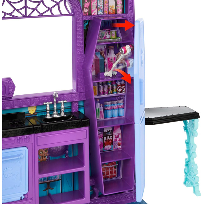 Ляльковий будиночок Monster High Boo-tique Hotel, складаний ігровий набір із моторошними сюрпризами в кожній кімнаті та понад 13 ігровими елементами, включаючи меблі та аксесуари, JBF16 Чорний - Boo-tique Hotel
