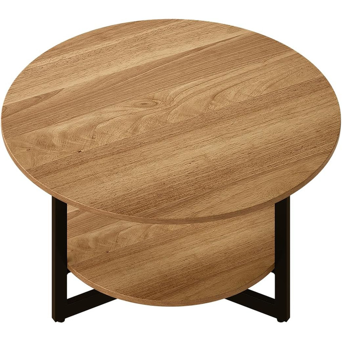 Круглий журнальний столик Skølm Drakkar Ø70 см стіл для вітальні з масиву дуба та металевого каркасу диванний столик з 2 полицями невеликий промаслений бічний столик дерев&39яний стіл для вітальні з місцем для зберігання журнальний столик
