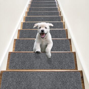 Килимки для сходів RIOLAND 20,3 x 76,2 см (35,6 см) з нековзним покриттям запобігають ковзанню для людей похилого віку, дітей та домашніх тварин, сіро-білі