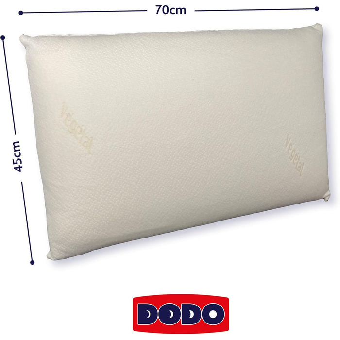 Ергономічна подушка DODO, рослинного походження, 45 x 70 см, піна з ефектом пам&39яті, прямокутна, наповнювач 100 МДФ, нижня сторона бавовна, чохол з поліестеру касторова олія, (1 упаковка)