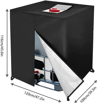 Кришки резервуарів для води 420D Чохол від сонця з товстого матеріалу для зовнішнього використання Водонепроникний галонний сонцезахисний козирок для резервуара для води 1000 л Стійкий до розривів сонцезахисний чохол Чорний