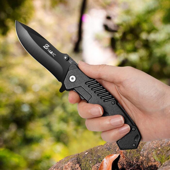 Складаний ніж I Гострий кишеньковий ніж I Одноручний ніж, ніж для активного відпочинку та виживання з чорним лезом з нержавіючої с