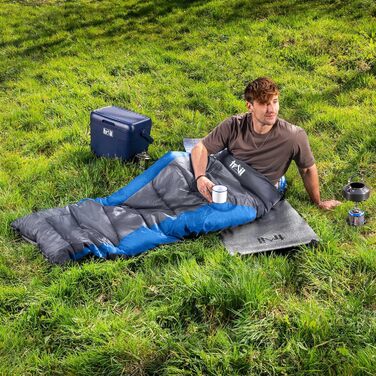 Спальник Trail Alpine з капюшоном спальник 250 г, 3-сезонний спальник. Легкий, невеликий розмір у пакувальному відділенні з капюшоном та компресійним мішком (червоний) Синій 3 сезони