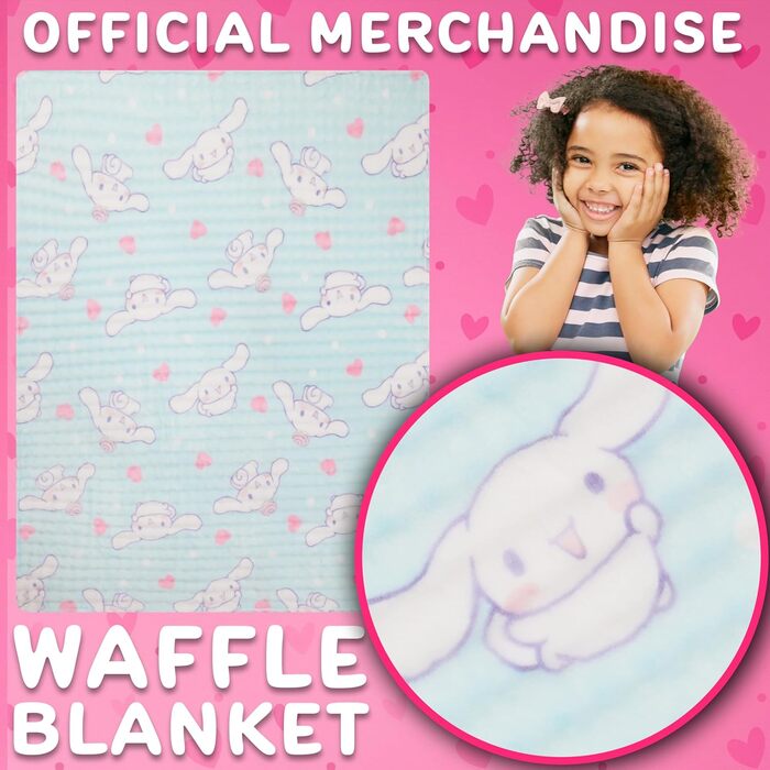 Флісова ковдра Get Trend Cinnamoroll Sanrio 130x150 см, ліцензована, для ліжка, дивана та подорожей, ідея подарунка (білий Cinnamoroll) Білий Cinnamoroll 130x150 см
