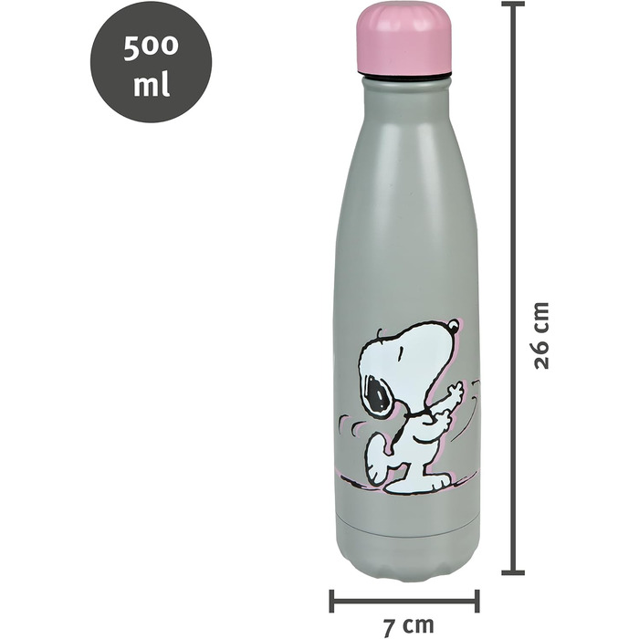Пляшка з подвійними стінками з нержавіючої сталі - Герметична - для дівчаток - 500 мл - Ідеально підходить для використання в дорозі, сіра