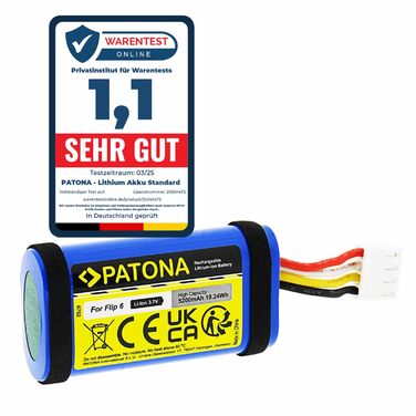 Замінний акумулятор PATONA для JBL GSP-1S2P-F6D, JBLFLIP6BLUAM / JBLFLIP6REDAM, 5200mAh 3.7V Li-Ion, сумісний з JBL Flip 6 Soundbox, Bluetooth-колонкою, динаміком-боксом