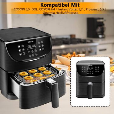 Стійка для фритюрниці Cosori, 304 2-шаровий дегідратор з нержавіючої сталі Решітка для гриля Аксесуари для COSORI 5.5L XXL, COSORI 6.4L, Instant Vortex 5.7 л, Proscenic 5.5L Аерофритюрниці Аерофритюрниці