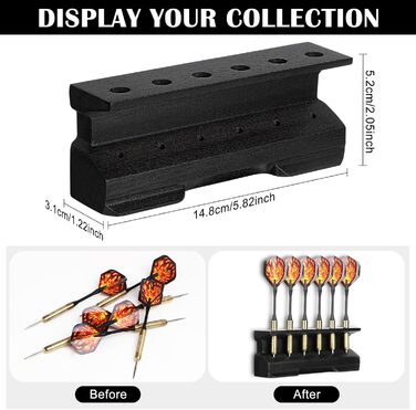 Дерев&39яний тримач для дротиків 2-в-1 та настінне кріплення Декоративний тримач для дротиків Презентаційна стійка для дротиків Кріплення для дротиків для домашнього використання Чорний 15 x 3,7 x 5,8 см