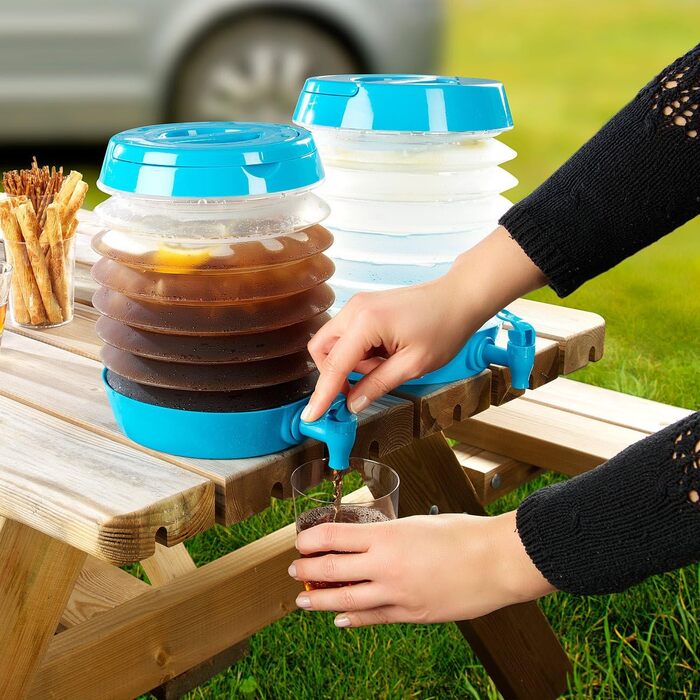 Контейнер для води PEARL складна бочка, кран, підставка, 7,5 літрів, синій/прозорий (каністра диспенсера для води, складна каністра для питної води, лід)