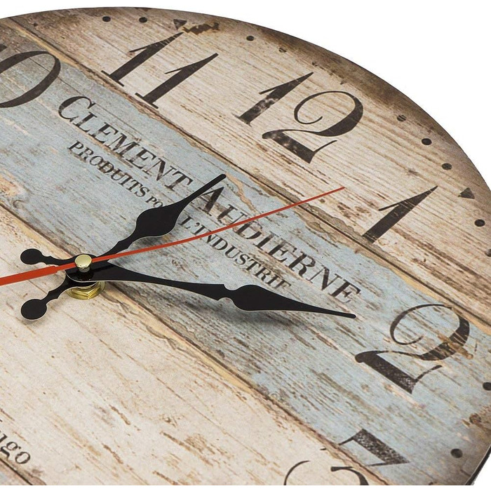 Дерев'яний настінний годинник LOHAS Home 12 дюймів/30 см / кухонний годинник в стилі кантрі Безшумне не цокання для кухні, домашнь