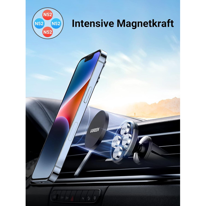Тримач для мобільних телефонів Автомобільний магнітний вентиляційний магнітний тримач для мобільних телефонів 360 з 2 металевими п