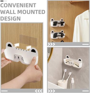 Тримач для сонцезахисних окулярів Tofficu, настінний, у формі кота, органайзер для окулярів, пластик, білий, компактний, для дому та офісу
