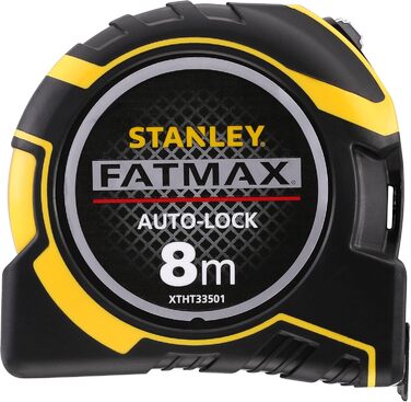 Рулетка Stanley FatMax PRO Autolock XTHT0-33501 (довжина 8 м, ширина полотна 32 мм, змінні гачки, броньоване лезо та захисне покриття з майлару, з фіксатором та поверненням, вкл. ремінну кліпсу) 8 м