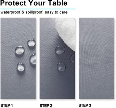 Скатертина Hiasan Гладка скатертина Стійка до плям скатертина з ефектом лотоса Легка водовідштовхувальна столова білизна, сіра, 14