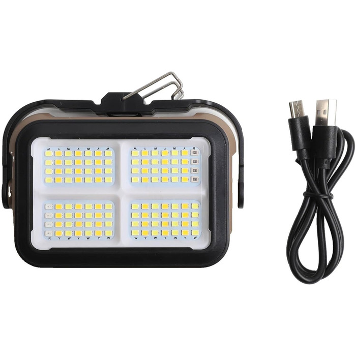 Світлодіодний сонячний кемпінговий ліхтар із зарядкою USB-C, 3600 мАг, акумуляторний робочий ліхтар, регульований 4-ступінчастий кольоровий COB-прожектор, алюміній IPX4 (4K)