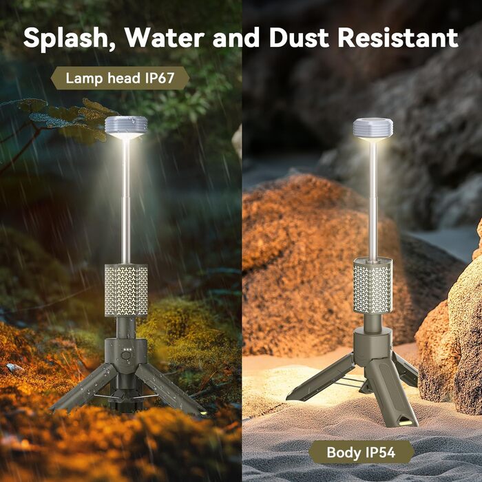 Ліхтар для кемпінгу Mytrix з акумулятором 10000 мАг, магнітною основою - ідеально підходить для пригод, походів, кемпінгу, прямих трансляцій. Телескопічно складаний магнітний кемпінговий ліхтар - жовтий Giallo