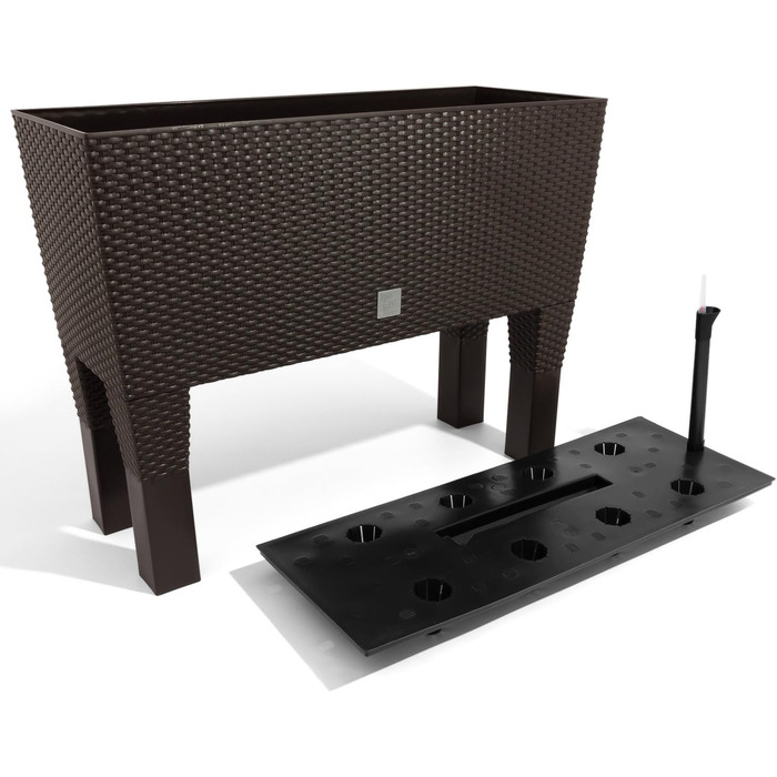 Кашпо Jatery Garden об&39ємом 72 літри з системою поливу темно-охристого кольору, 80 x 33 x 65 см, з ніжками 80 см