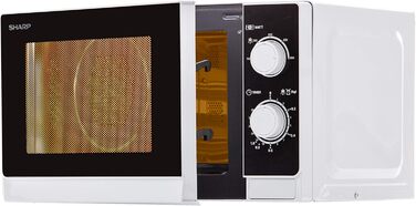 Мікрохвильова піч Sharp R200INW Solo / 20 л / 800 Вт / 5 рівнів потужності / Таймер від 35 хвилин до 00 секунд / Розморожування з контролем ваги / Режим енергозбереження / Скляний поворотний стіл (25,5 см) / Срібло