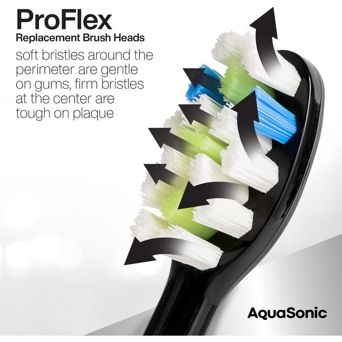 Змінні насадки для щітки AquaSonic Duo Pro оновлені насадки Proflex для кращого видалення нальоту, 8 шт. AquaSonic