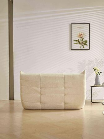 Диван-мішок okwish, гігантський двомісний диван, виготовлений з флісу, великий диван-лінька, ідеально підходить для читання та відпочинку в приміщенні та на вулиці, бежевий бежевий двомісний 1 плюшевий