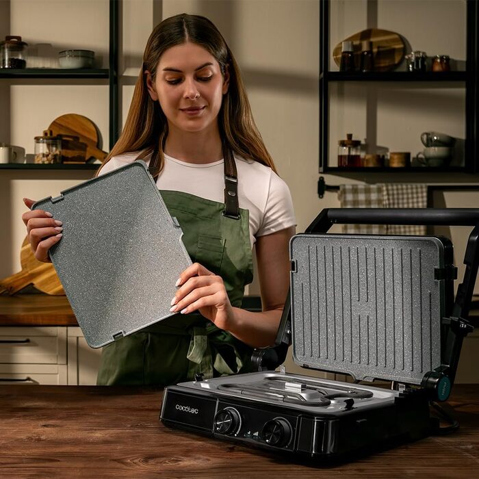 Електричний контактний гриль Cecotec Rock'nGrill 2200 Dual, розкриття 180, 29x23 см, 2200 Вт