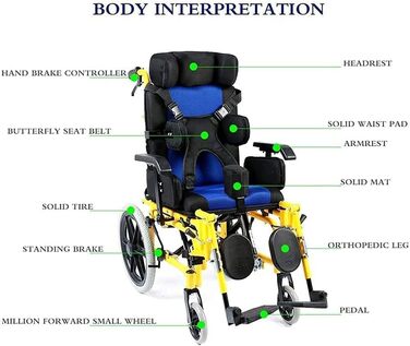 Візок для інвалідних візків QULACO з церебральним паралічем для дорослих/дітей, самохідні багатофункціональні лежачі інвалідні візки, крісло-компаньйон з підголівником і підставкою для ніг