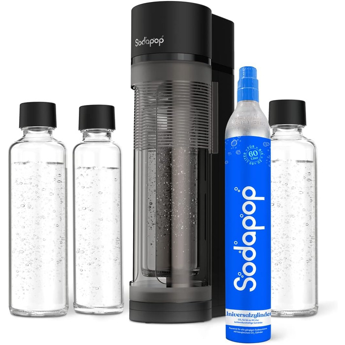 Стартовий набір Sodapop Sodapop Maker Logan з циліндром CO і 3 шт. скляною пляшкою, чорний матовий, висота 42,6 см