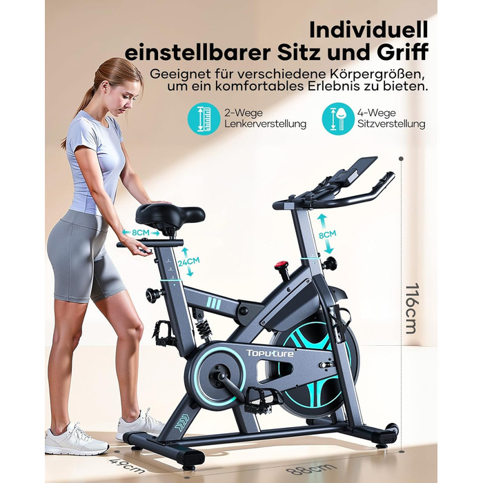 Оновлення 2026 р. Велотренажер із застосунком та пульсометром, ергометр із системою амортизації, надзвичайно тихий &lt20 дБ, регульований магнітний опір, маховик 15 кг, домашній тренажер до 160 кг, небесно-блакитний