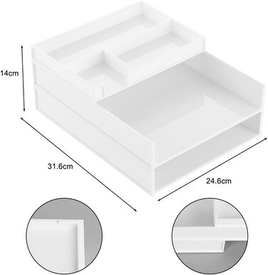 Настільний органайзер LOMUG A4, лоток для листів із 3 шт. , лоток для документів білий для настільного офісу, лоток для документів для формату A4, органайзер для паперу з набором тримачів для ручки Лоток для файлів для офісної школи