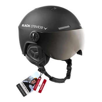 Лижний шолом CREVICE Gstaad з козирком Pilot для чоловіків та жінок Виготовлений з полікарбонату Повітропроникний Регульований розмір M/L Чорний
