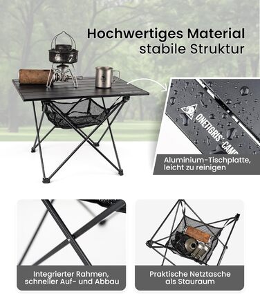 Стіл для кемпінгу OneTigris SWIFLY, алюмінієвий, складаний, маленький розкладний стіл, надлегкий портативний вуличний стіл, складний стіл, вантажопідйомність до 30 кг для використання на свіжому повітрі, для походів (56x40,5x39,5 см)