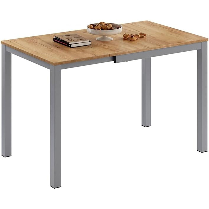 Обідній стіл Vicco Granny, дуб/сірий, 120 x 70 см, розсувний дуб/сірий 80-120 x 76 x 70